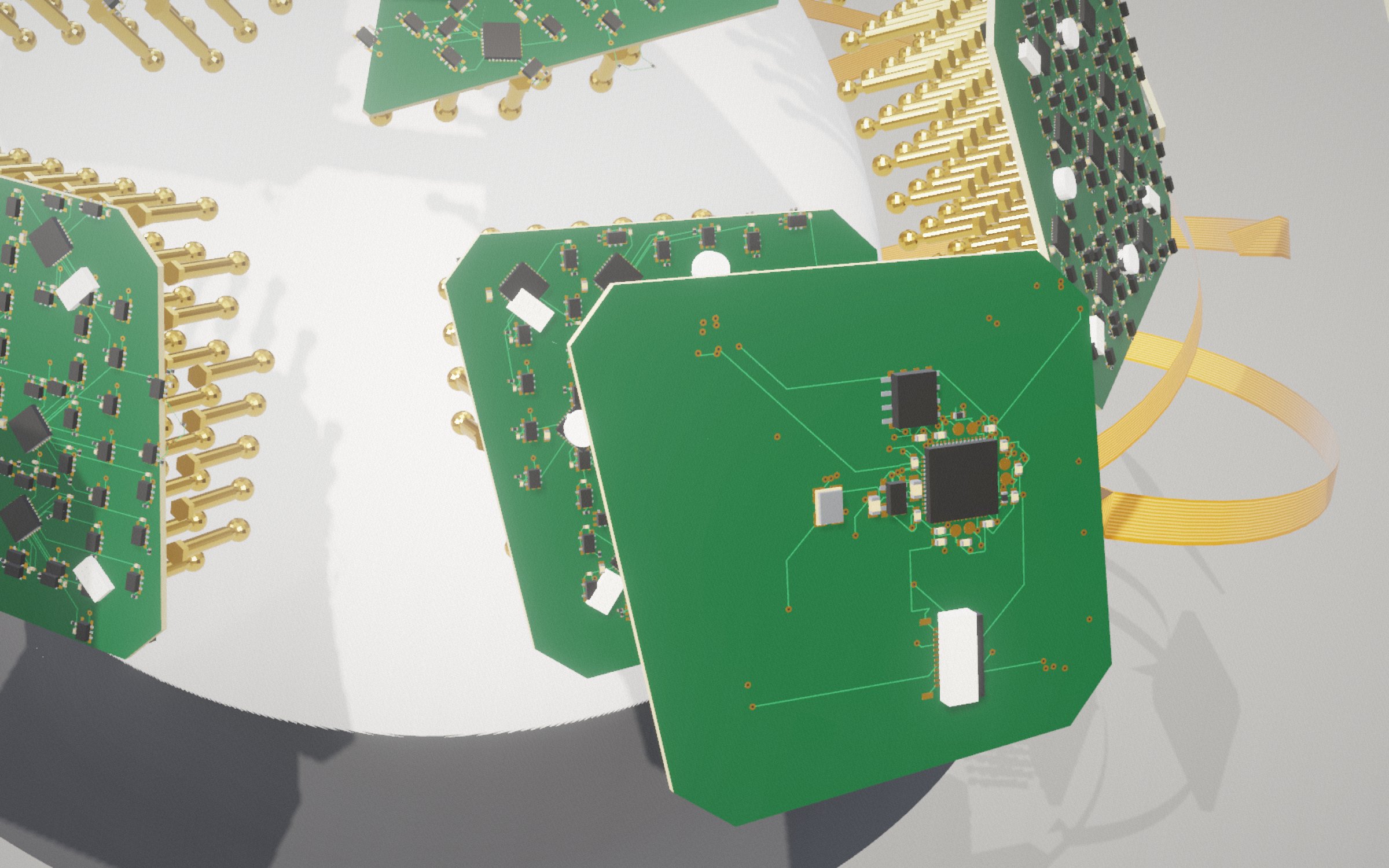 A contact board and its controller, pulled apart: the parts are EXO-410 and EXO-420’s own placement.